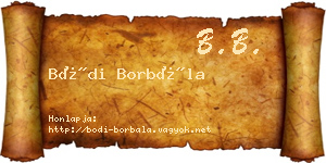 Bódi Borbála névjegykártya